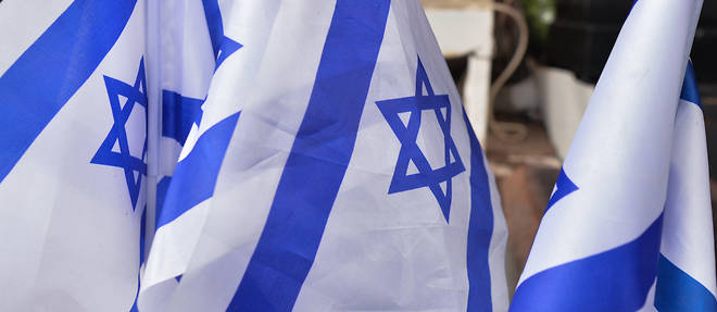 Des drapeaux israeliens, le 10 fevrier 2020 a Tel-Aviv.  
