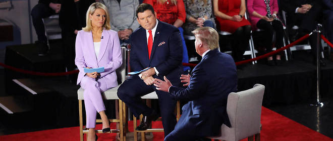 Le president americain Donald Trump participe a une emission de Fox News le 5 mars 2020 en Pennsylvanie.
