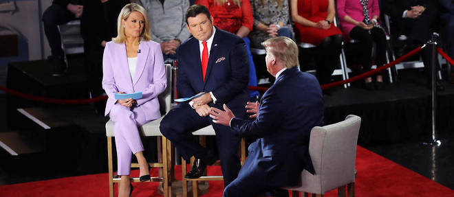 Le president americain Donald Trump participe a une emission de Fox News le 5 mars 2020 en Pennsylvanie.
