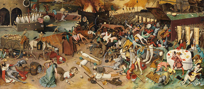 <<  Le Triomphe de la Mort >> (1562, musee du Prado, Madrid), de Pieter Bruegel (v. 1525/1530-1569).
