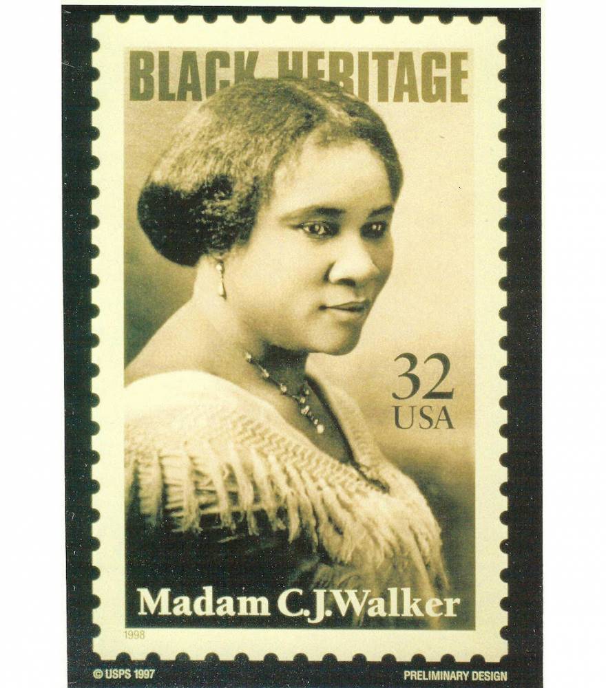 Un timbre à son effigie est émis en 1998 par le United States Postal Service (USPS).
 ©  Madam Walker Family Archives/A'Lelia Bundles