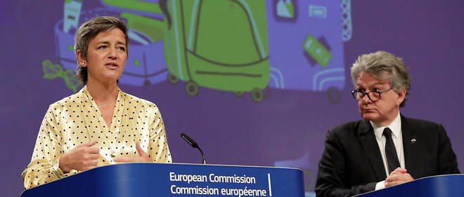 Margrethe Vestager, la commissaire europeenne a la Concurrence, et Thierry Breton, son homologue au Marche interieur.
