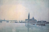 Peinture de William Turner representant le clocher de l'ile de San Giorgio Maggiore a Venise.
