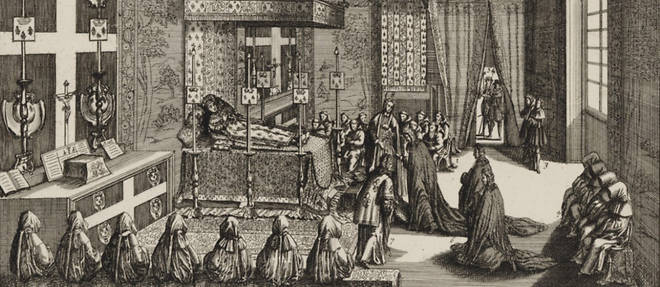 La chambre du trepas de Louis XIV, roi de France, decede a Versailles le premier septembre 1715.
