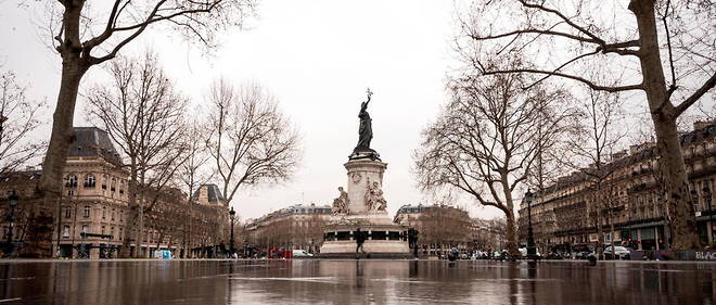 Le monument a la Republique, sur la place du meme nom, a Paris.  

