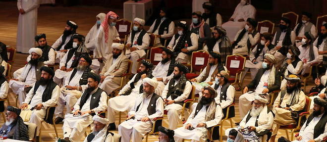 La delegation talibane aux pourparlers de paix interafghans a Doha.  
