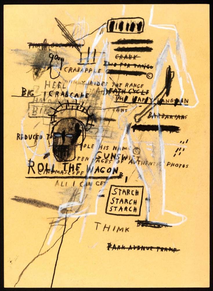 "Roll The Wagon", dessin exposé à Nuits-Saint-Georges et attribué à Basquiat.
 ©  André Morin