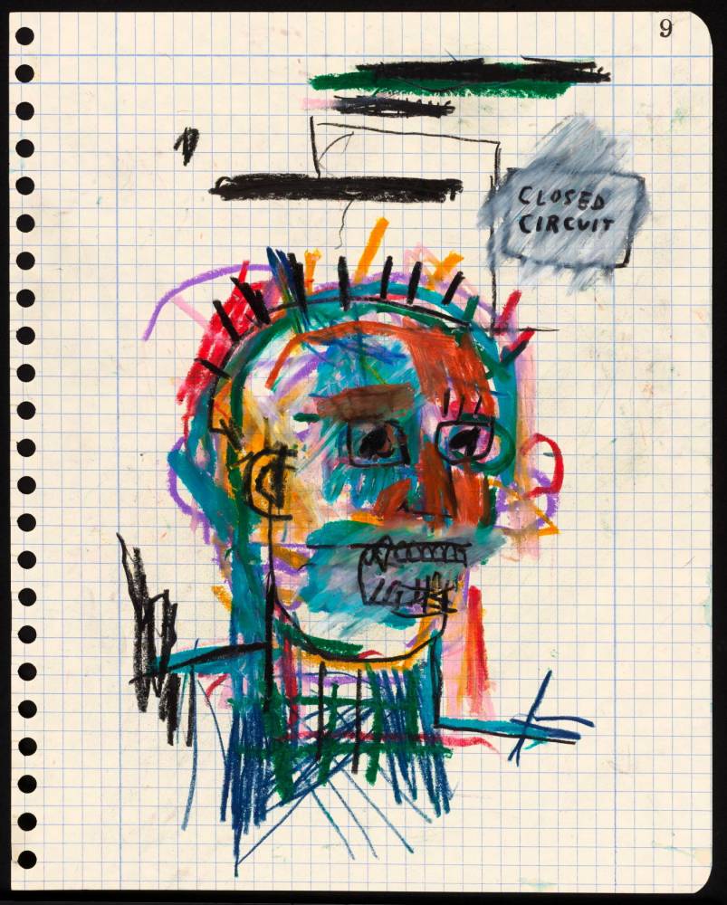"Closed circuit", dessin exposé à Nuits-Saint-Georges et attribué à Basquiat.
 ©  André Morin