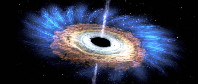La matiere attiree au plus pres d'un trou noir est chauffee a tres haute temperature et emet d'importantes quantites de rayons X avant d'etre engloutie. 
