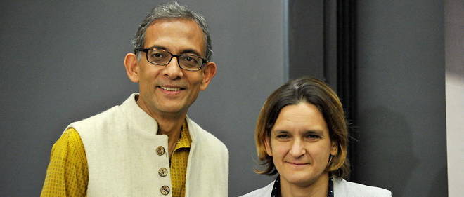 Abhijit Banerjee et Esther Duflo, laureats du prix Nobel d'economie en 2019.
