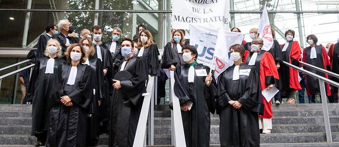 Manifestation de magistrats contre le ministre de la Justice Eric Dupond-Moretti a Toulouse, 24 septembre 2020. 
