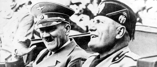 Adolf Hitler et Benito Mussolini a Florence en 1938.

