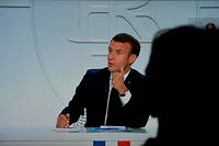 Emmanuel Macron au moment d'annoncer le couvre-feu mercredi 14 octobre à 20 heures.
