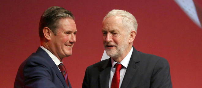 Keir Starmer et son predecesseur a la tete du Parti travailliste britannique le 25 septembre 2017.  
