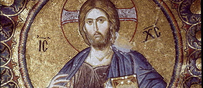 Art byzantin : << Christ en gloire >>.  Mosaique. Eglise Saint-Sauveur a Istanbul. Turquie. 
