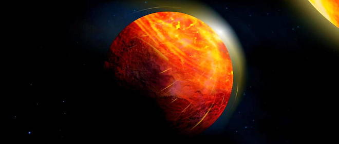 Au centre de la grande region illuminee a la surface de l'exoplanete K2-141b se trouve un ocean de roche fondue recouvert d'une atmosphere de vapeur de roche. 
