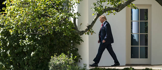 Donald Trump dans les jardins de la Maison-Blanche, le 3 octobre. Il avait annonce le 1er juin 2017 sa volonte de quitter l'accord de Paris.
