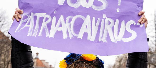Lors d'une manifestation a l'occasion de la Journee internationale des droits des femmes, le 8 mars 2020 a Paris.  
