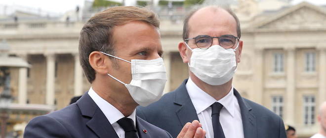 Le president de la Republique, Emmanuel Macron, et le Premier ministre, Jean Castex.
