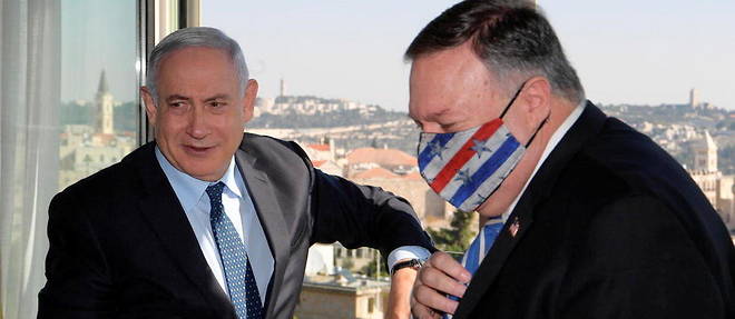Le secretaire d'Etat Mike Pompeo et le Premier ministre israelien Benjamin Netanyahu le 19 novembre 2020 a Jerusalem.
