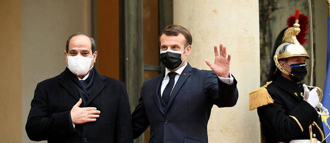 Le marechal al-Sissi et Emmanuel Macron, ensemble a l'Elysee.
