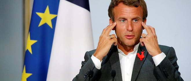 Le president Emmanuel Macron, le 14 septembre a l'Elysee, s'adressant aux acteurs du numerique et aux start-ups francaises en particulier.
