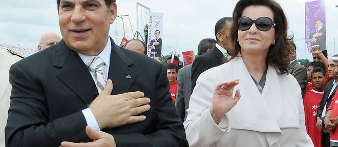 L'ex-president Zine el-Abidine Ben Ali et sa femme Leila Trabelsi. 

