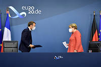Angela Merkel et Emmanuel Macron le 21 juillet 2020, à Bruxelles.
