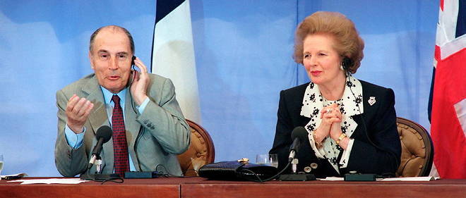 Francois Mitterrand et Margaret Thatcher en mai 1990.

