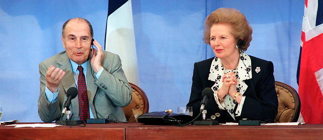 Francois Mitterrand et Margaret Thatcher en mai 1990.
