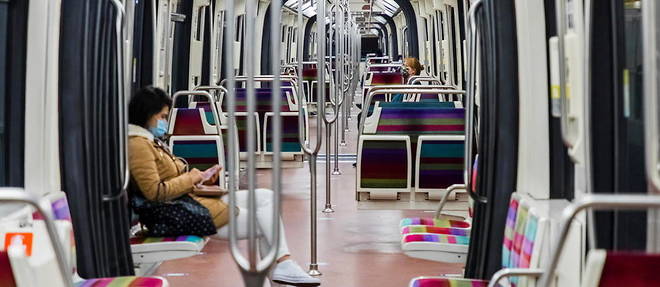 La ligne 1 du metro parisien au mois de novembre 2020.
