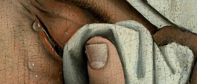 Les larmes de Marie Cleophas (detail de << La Descente de croix >>, une peinture de Rogier van der Weyden, vers 1435)
