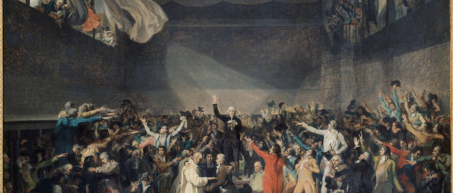 Attribue a Jacques Louis David (1748-1825). "Le Serment du Jeu de Paume, le 20 juin 1789". Huile sur toile. Paris, musee Carnavalet.