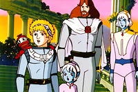 Ulysse 31, la série animée des années 1980, avec, de gauche à droite, Nono, Télémaque, Thémis, Ulysse et Noumaïos.

