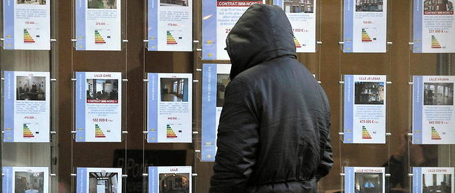 Un homme regardant les annonces immobilieres a Lille en 2012.
