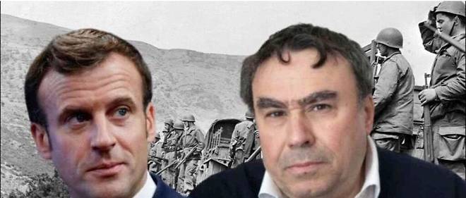 Emmanuel Macron et Benjamin Stora, qui vient de remettre au president de la Republique un rapport sur << les questions memorielles portant sur la colonisation et la guerre d'Algerie >> (photomontage).
