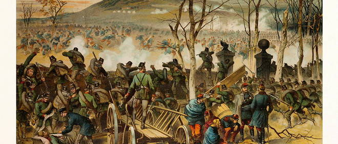 Combats pres du mont Valerien pendant la guerre de 1870, peints par Franz Amling (1853-1894). 
