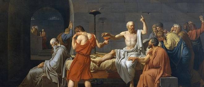Le suicide de Socrate. Peinture de Jacques Louis David de 1787. Metropolitan Museum, New York.
