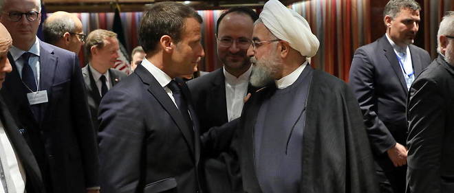 Le president francais Emmanuel Macron rencontrant son homologue iranien Hassan Rohani le 23 septembre 2019 au siege des Nations unies a New York.
