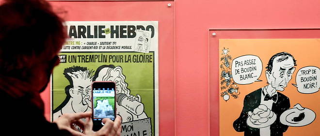 Exposition << Le Rire de Cabu >>, a l'hotel de ville de Paris, en octobre 2020. Le dessinateur a ete assassine a Charlie Hebdo, le 7 janvier 2015. 
