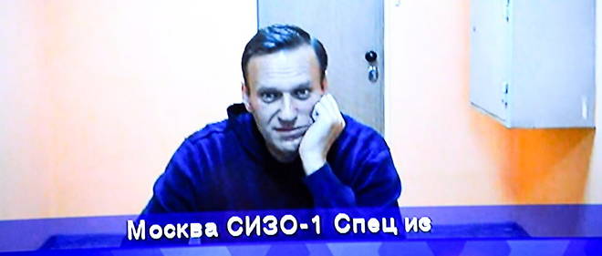L'opposant russe Alexei Navalny apparait en video devant le tribunal de Moscou le 28 janvier 2021.
