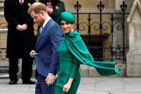 Le prince Harry, duc de Sussex, et sa femme Meghan, en mars 2020 à Londres.
