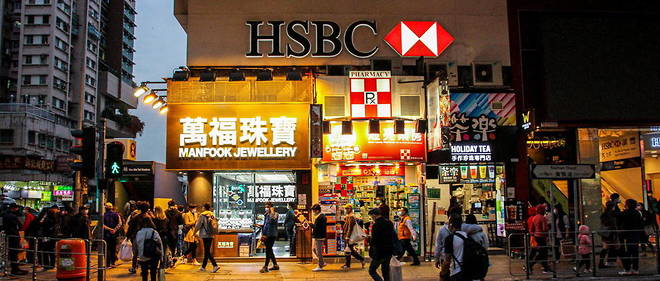 Des bureaux de HSBC a Hongkong,  en janvier 2021. La banque realise 86 % de ses benefices en Asie.
