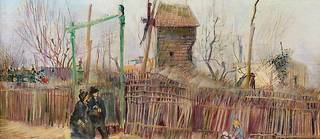             Vincent Van Gogh. «  Scène de rue à Montmartre » (impasse des Deux-Frères et le Moulin à poivre),  1887.                          Huile sur toile 46,1 x 61,3 cm. Estimation : 5-8 millions d'euros.
