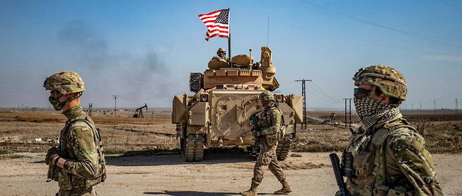 Des soldats americains en patrouille en Syrie, le 13 fevrier 2021.
