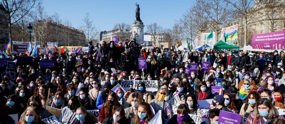 Manifestations de Paris a Montpellier a la veille de la journee des droits des femmes