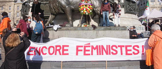 Manifestation pour les droits des femmes, le 7 mars 2021 a Paris. 
