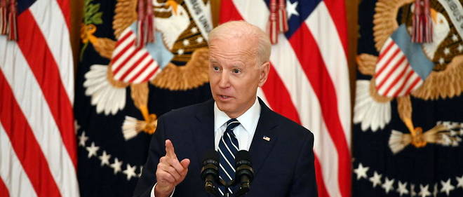 Le president americain Joe Biden donne sa premiere conference de presse a Washington le 25 mars 2021.
