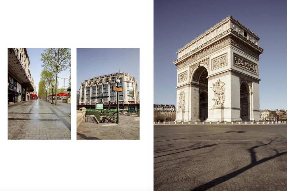 Les abords de l'Arc de Triomphe et les Champs-Élysées n'avaient pas été aussi déserts depuis 1940.
