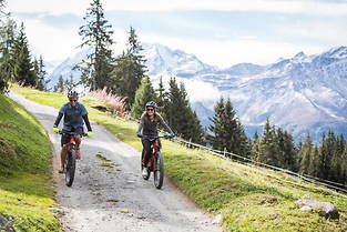 Un bon exemple de mobilité durable à privilégier lors de vacances: le VTT E-bike. ici, à Verbier, en Suisse.
